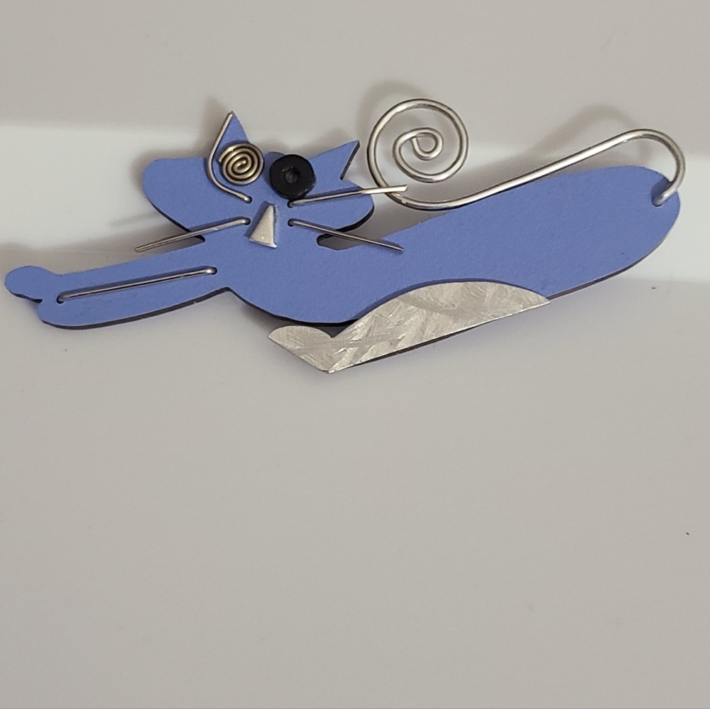 Vintage Marie Christine Cat Brooch Modern Art Artsy Unique Unsigned Estate - Picture 2 of 6